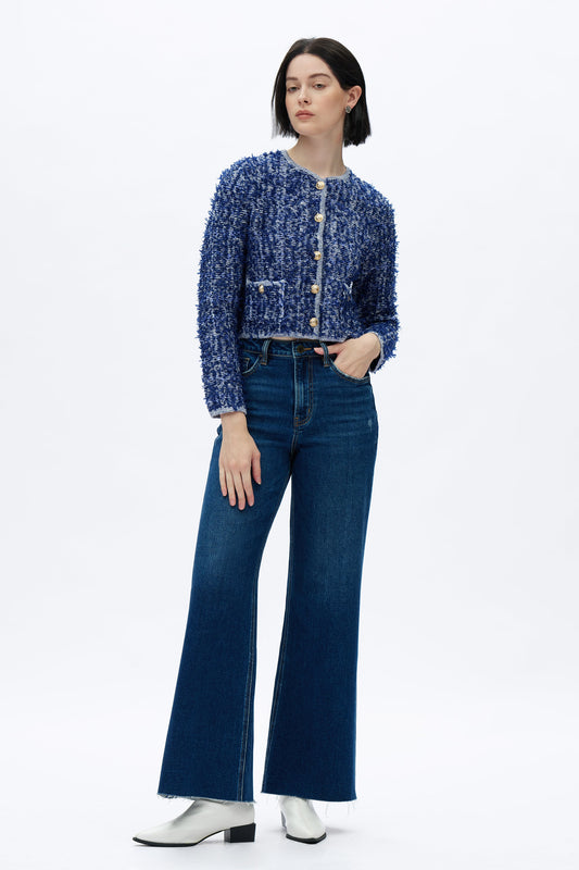 Bayeas Bella Super High Rise Wide Leg Raw Hem Denim