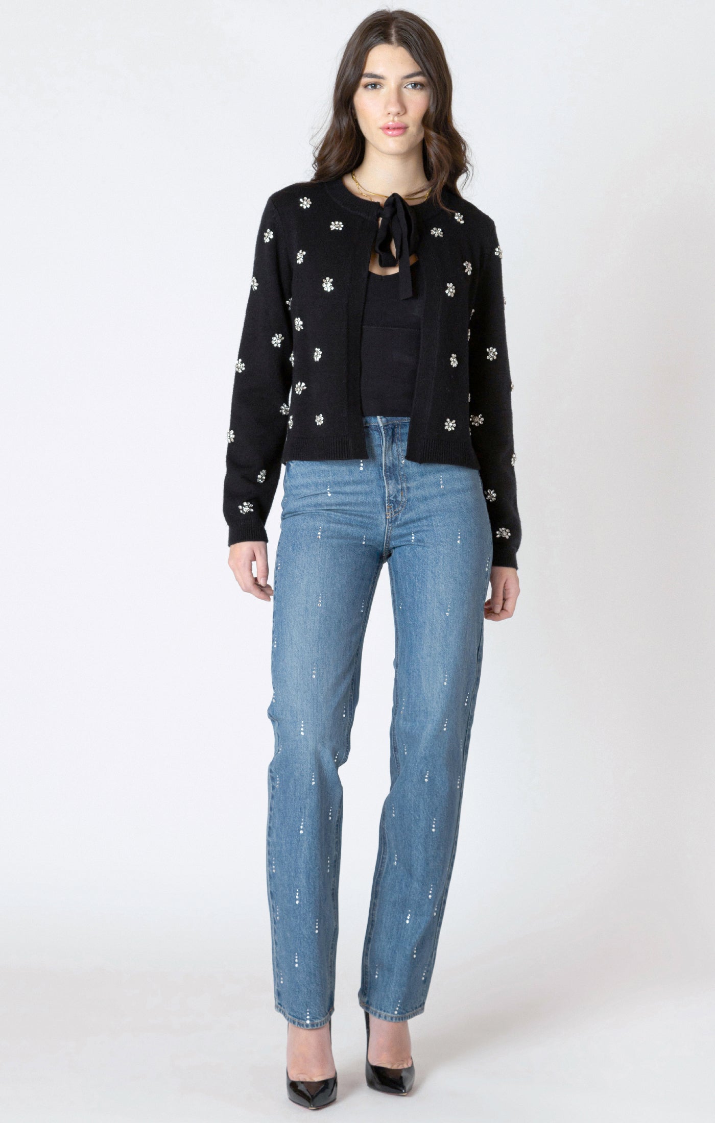 Dex Embellished Tie Front Cardigan
