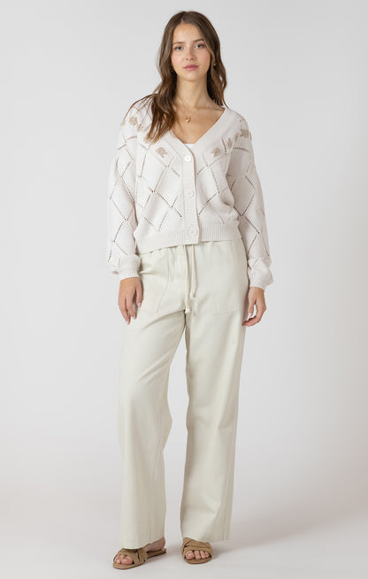 Dex Embroidered Pointelle Cardigan