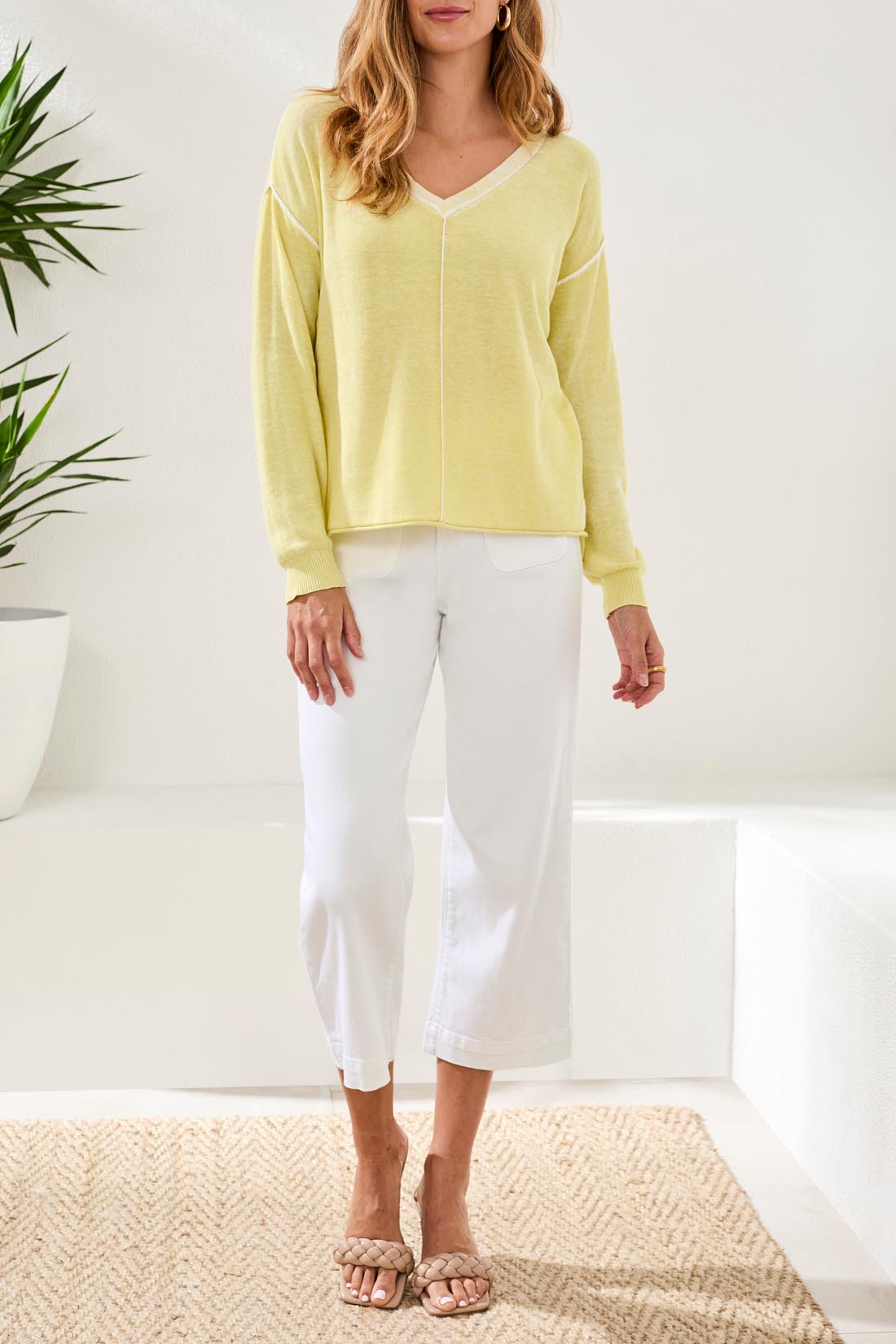 Tribal Lightweight Cotton V-Neck Sweater