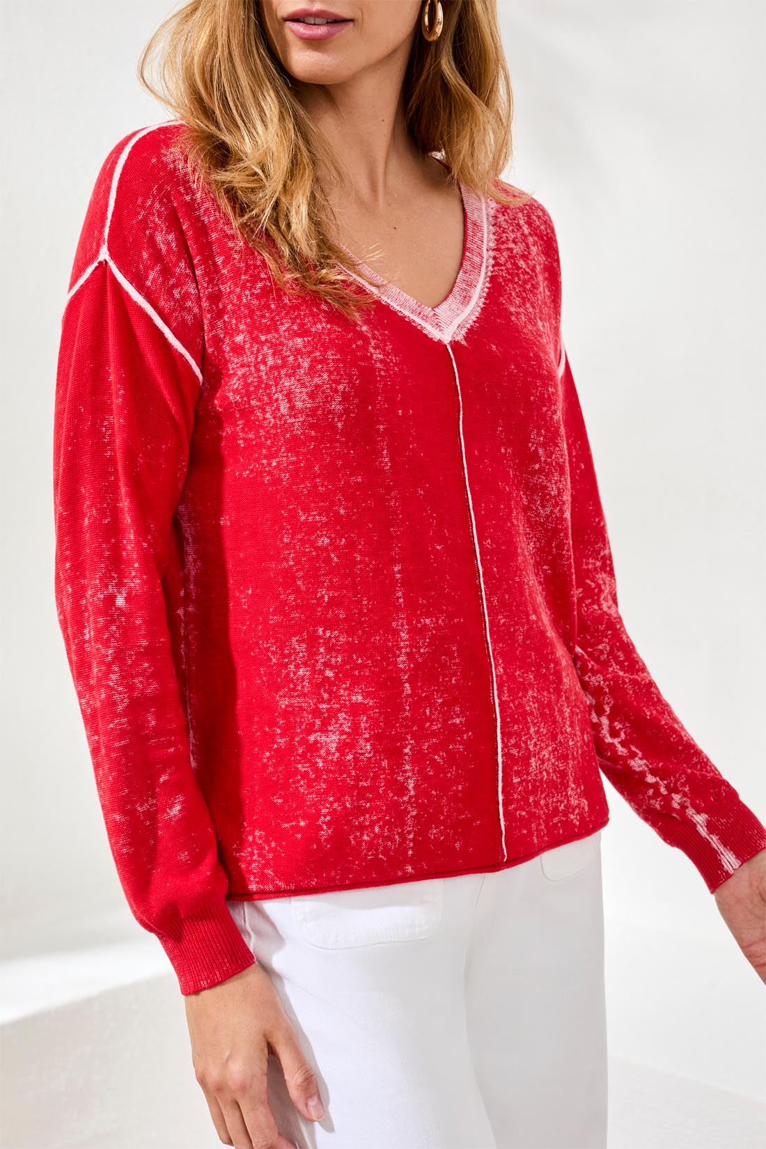 Tribal Lightweight Cotton V-Neck Sweater