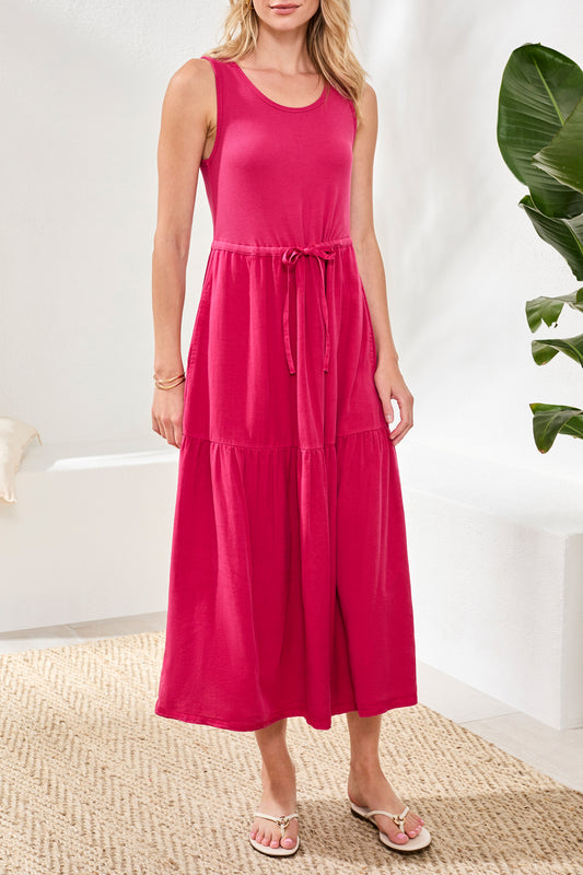 Tribal Mixed Media Sleeveless Boatneck Maxi Dress