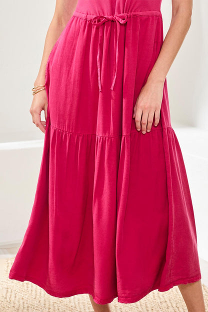 Tribal Mixed Media Sleeveless Boatneck Maxi Dress