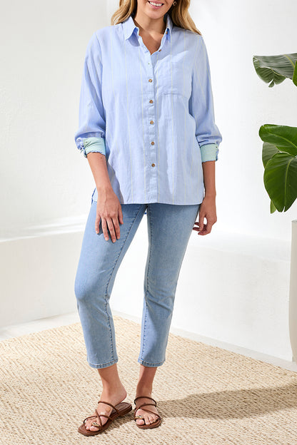 Tribal Chambray Button Front Shirt