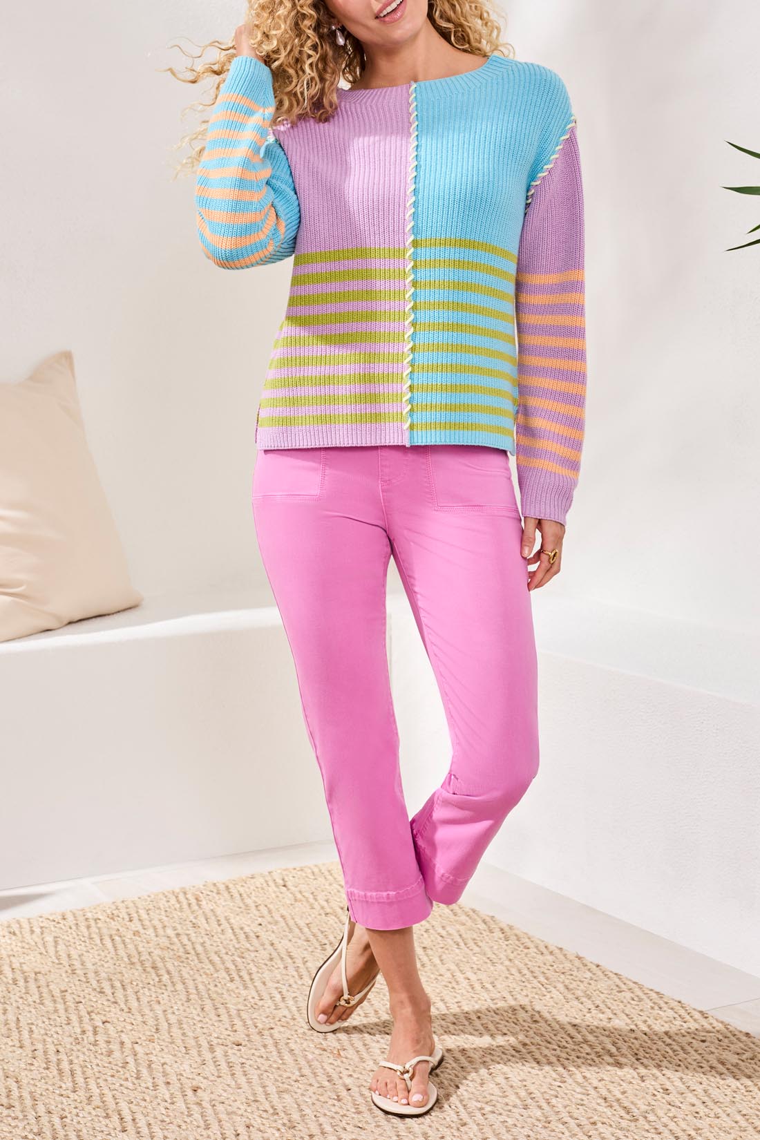 Tribal Multi Stripe Boatneck Sweater