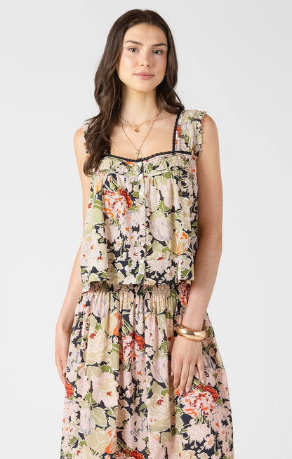 Dex Pintuck Detail Floral Top