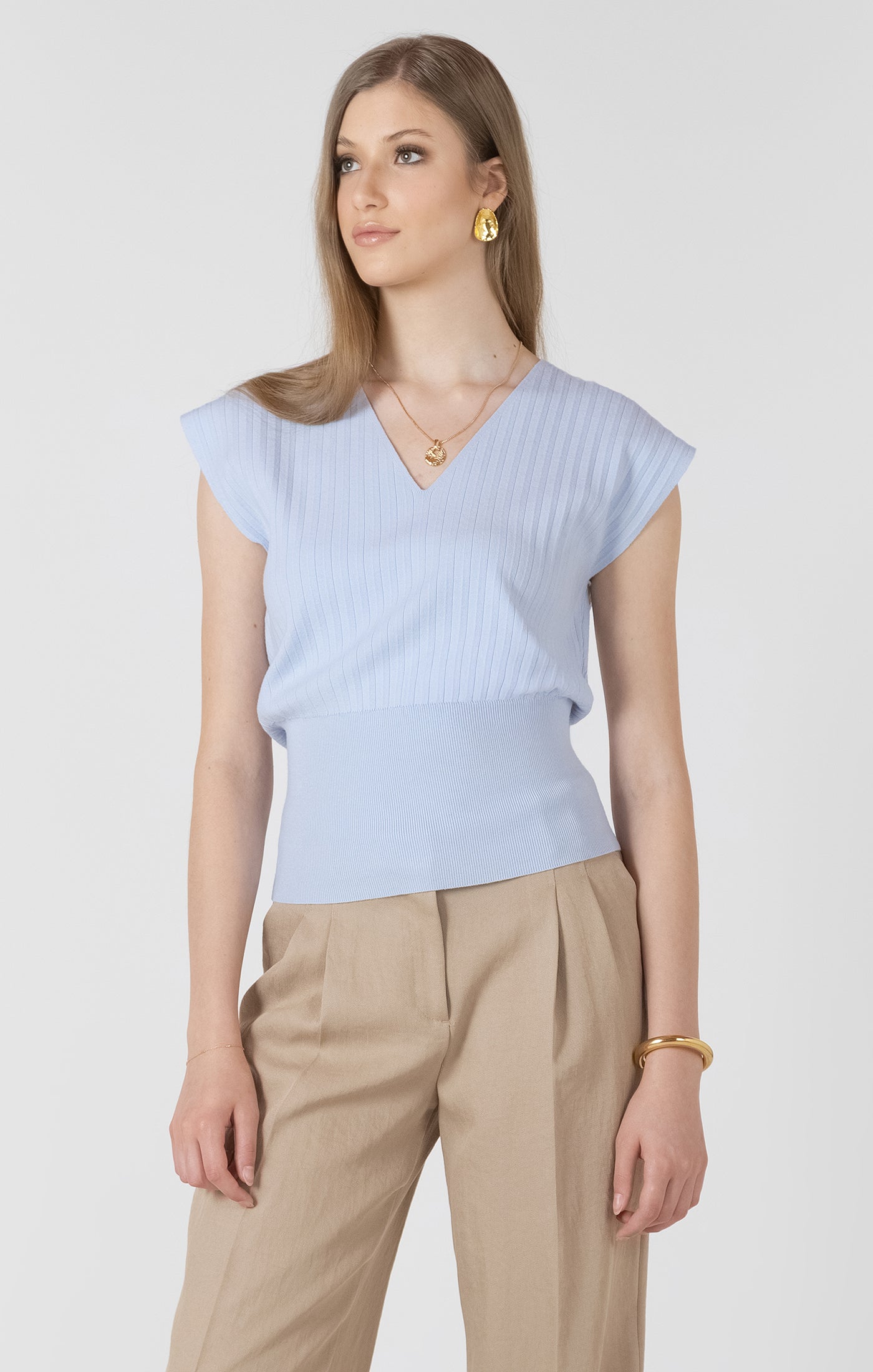 Dex Sleeveless Pleated Sweater