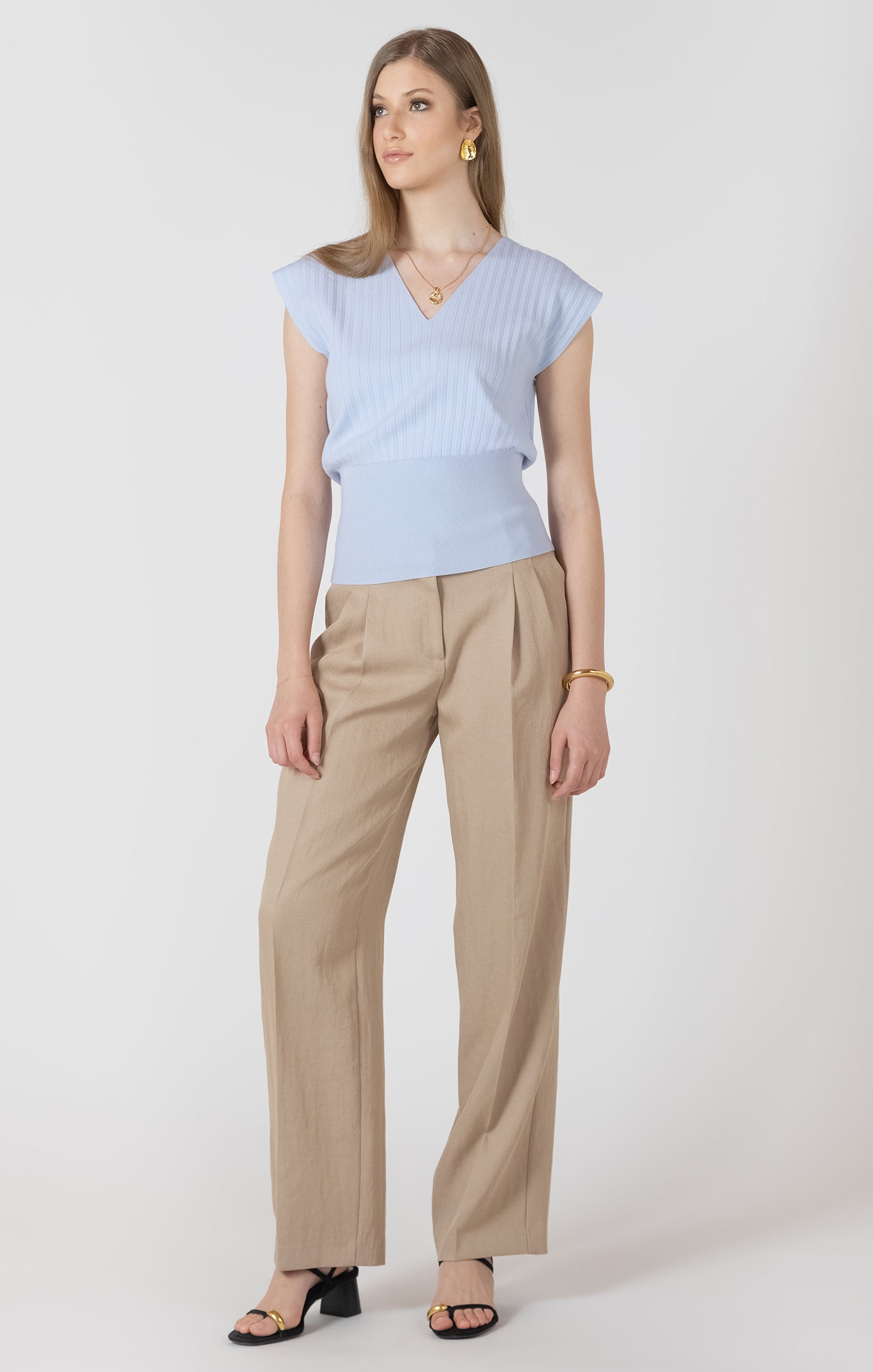 Dex Sleeveless Pleated Sweater