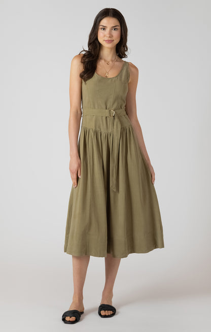 Dex Drop Waist Belted Midi Dress