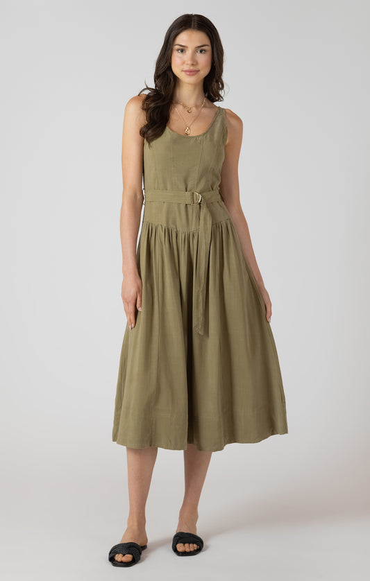 Dex Drop Waist Belted Midi Dress