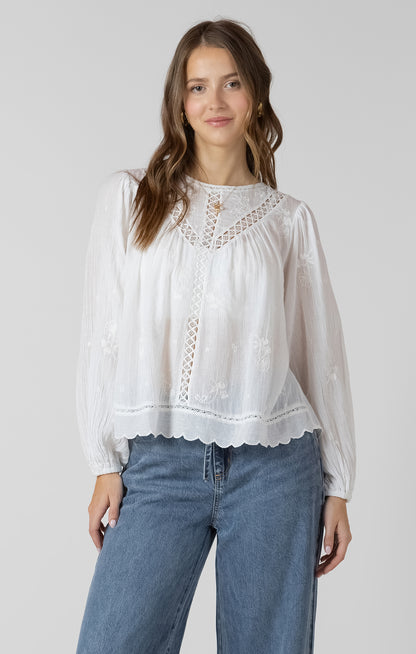 Dex Crochet Detail Embroidered Blouse