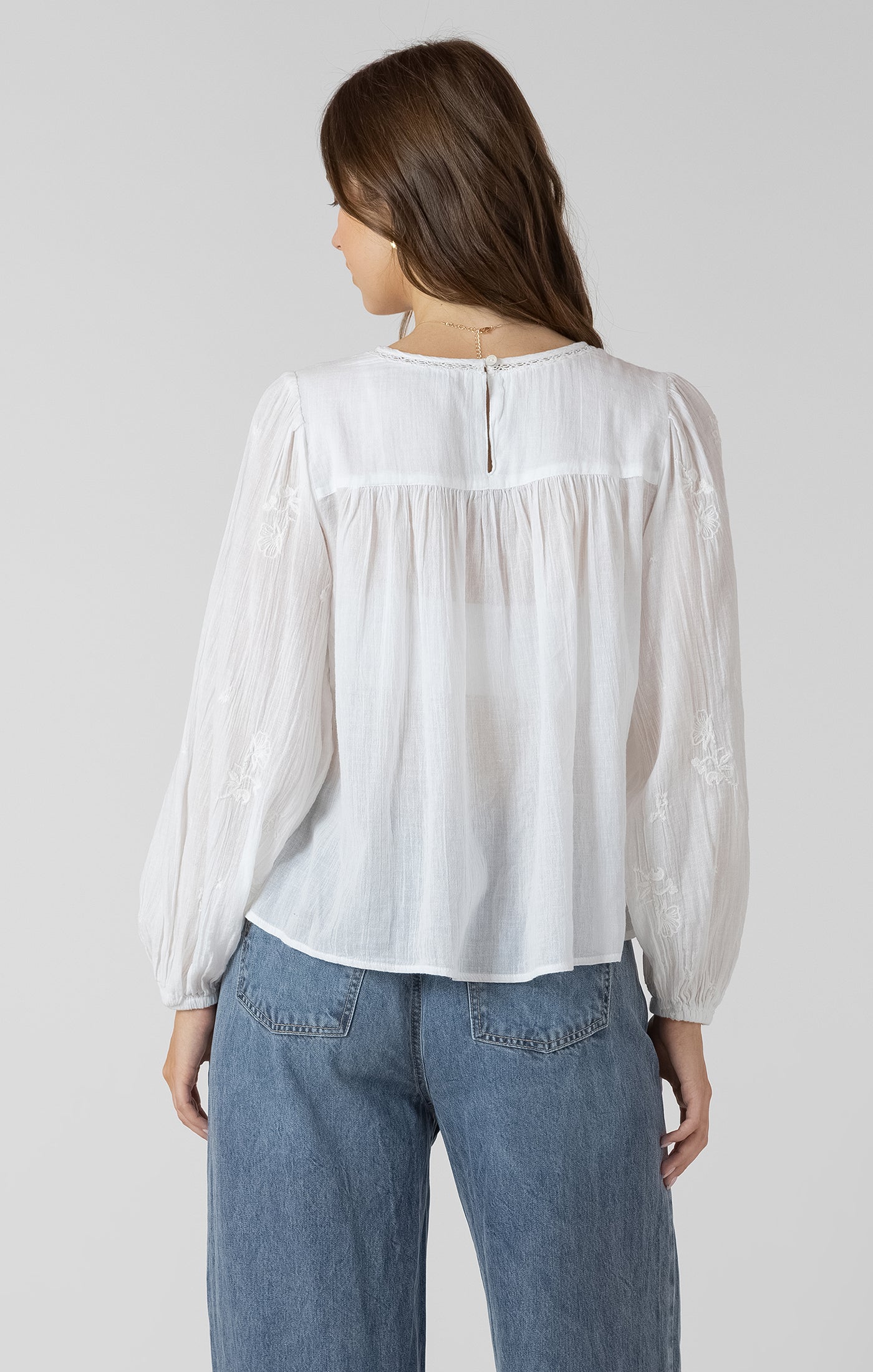 Dex Crochet Detail Embroidered Blouse