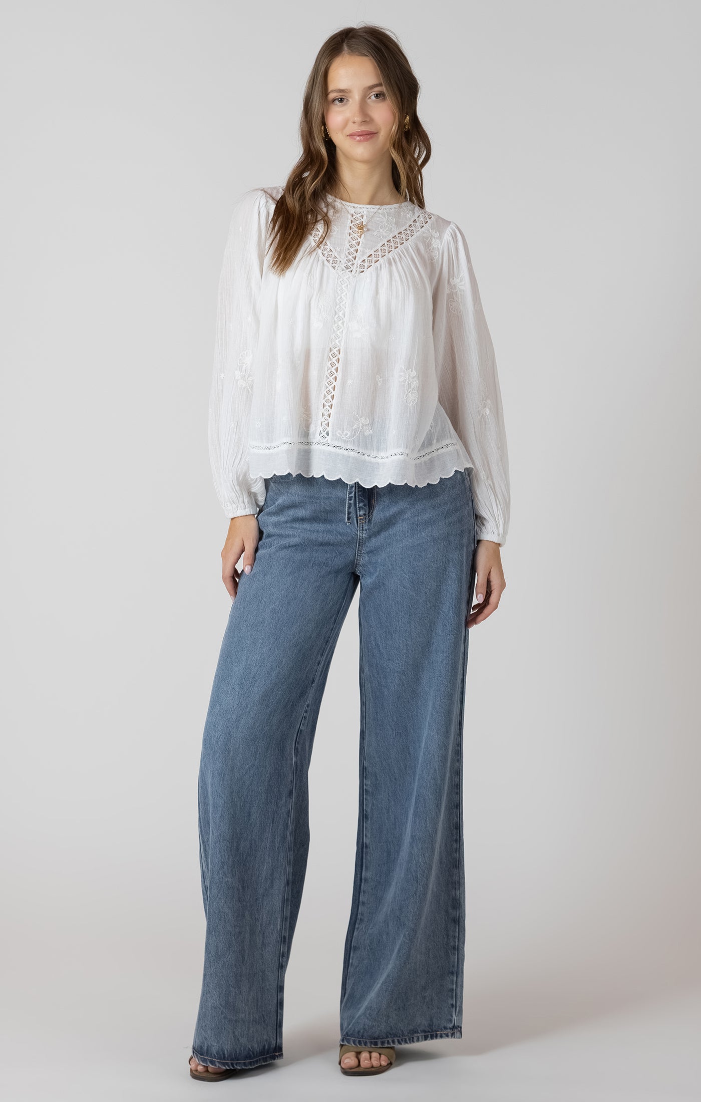 Dex Crochet Detail Embroidered Blouse
