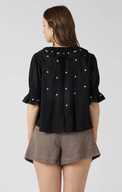 Dex Ruffle Detail Embroidered Blouse