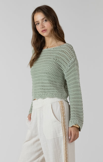 Dex Scalloped Hem Open Stitch Sweater