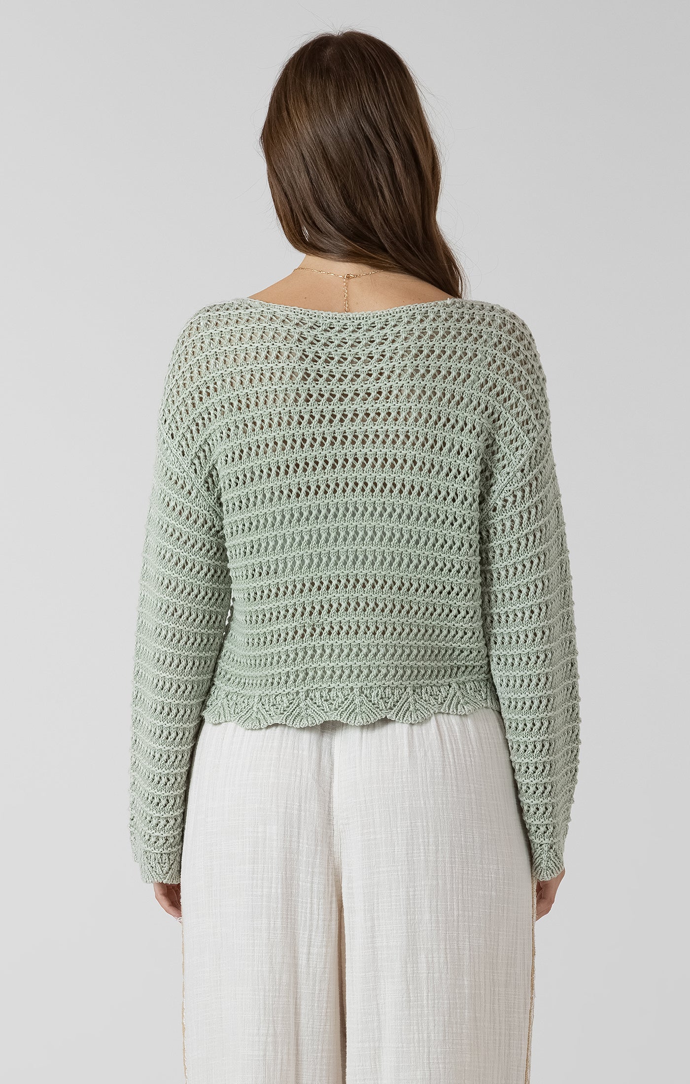 Dex Scalloped Hem Open Stitch Sweater