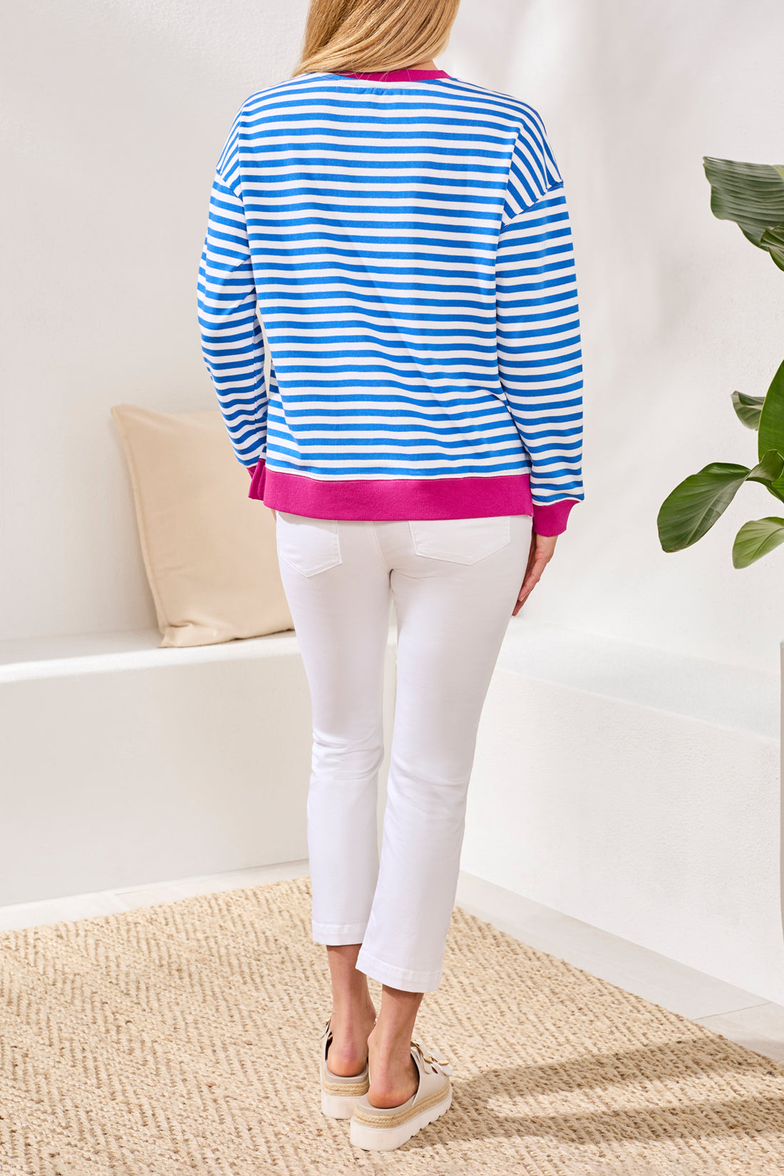 Tribal L/S Crew Neck Stripe Top