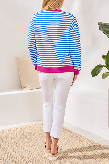 Tribal L/S Crew Neck Stripe Top