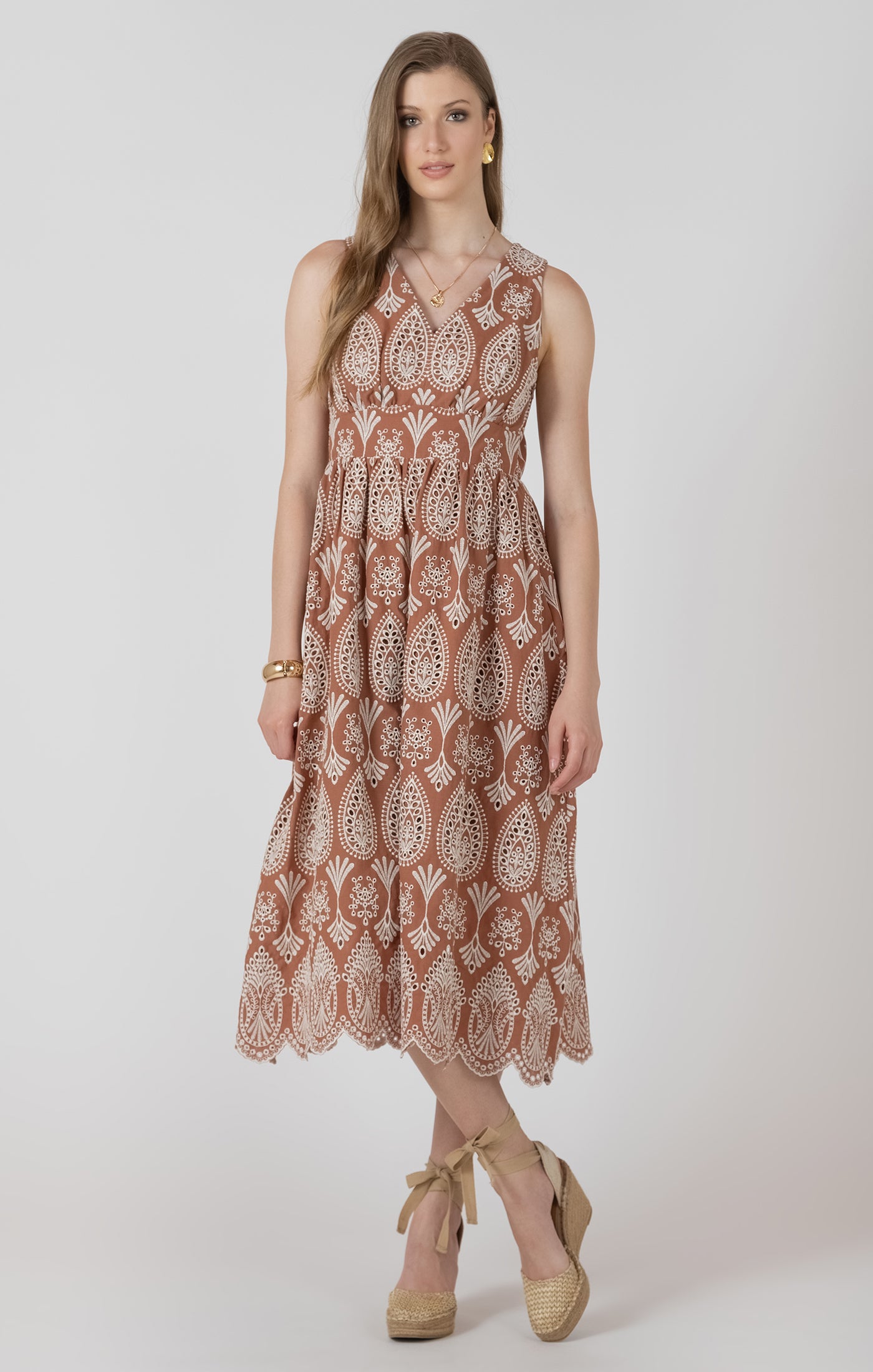 Dex V-Neck Eyelet Dress