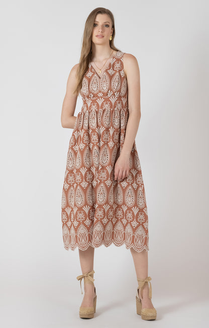 Dex V-Neck Eyelet Dress