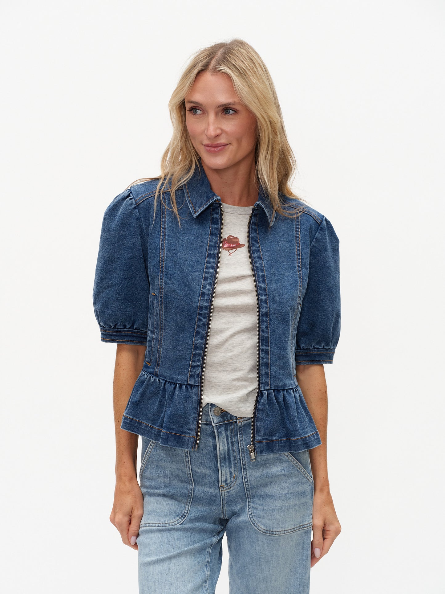 Six Fifty Delancey Denim Peplum Jacket