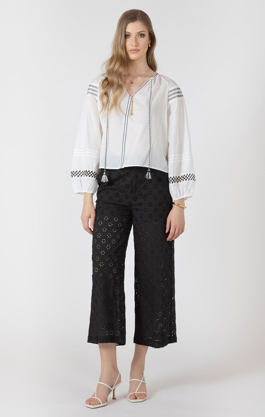 Dex Openwork Embroidered Trouser