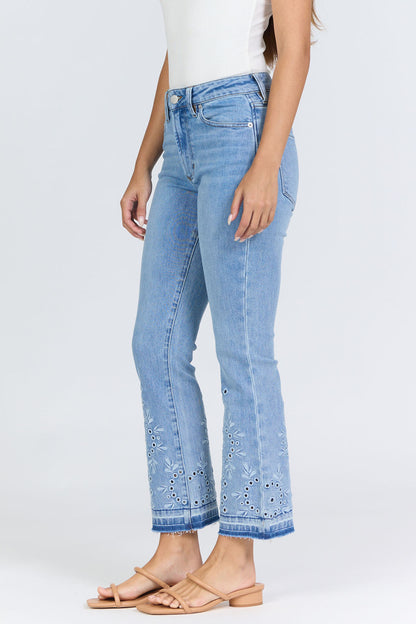 Dear John Mid Rise Flare Jeanne-Embroidered