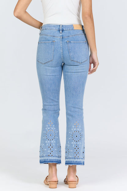 Dear John Mid Rise Flare Jeanne-Embroidered