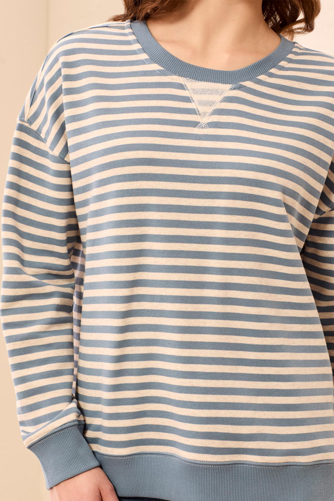 Tribal L/S Crew Neck Stripe Sweatshirt