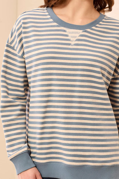 Tribal L/S Crew Neck Stripe Sweatshirt