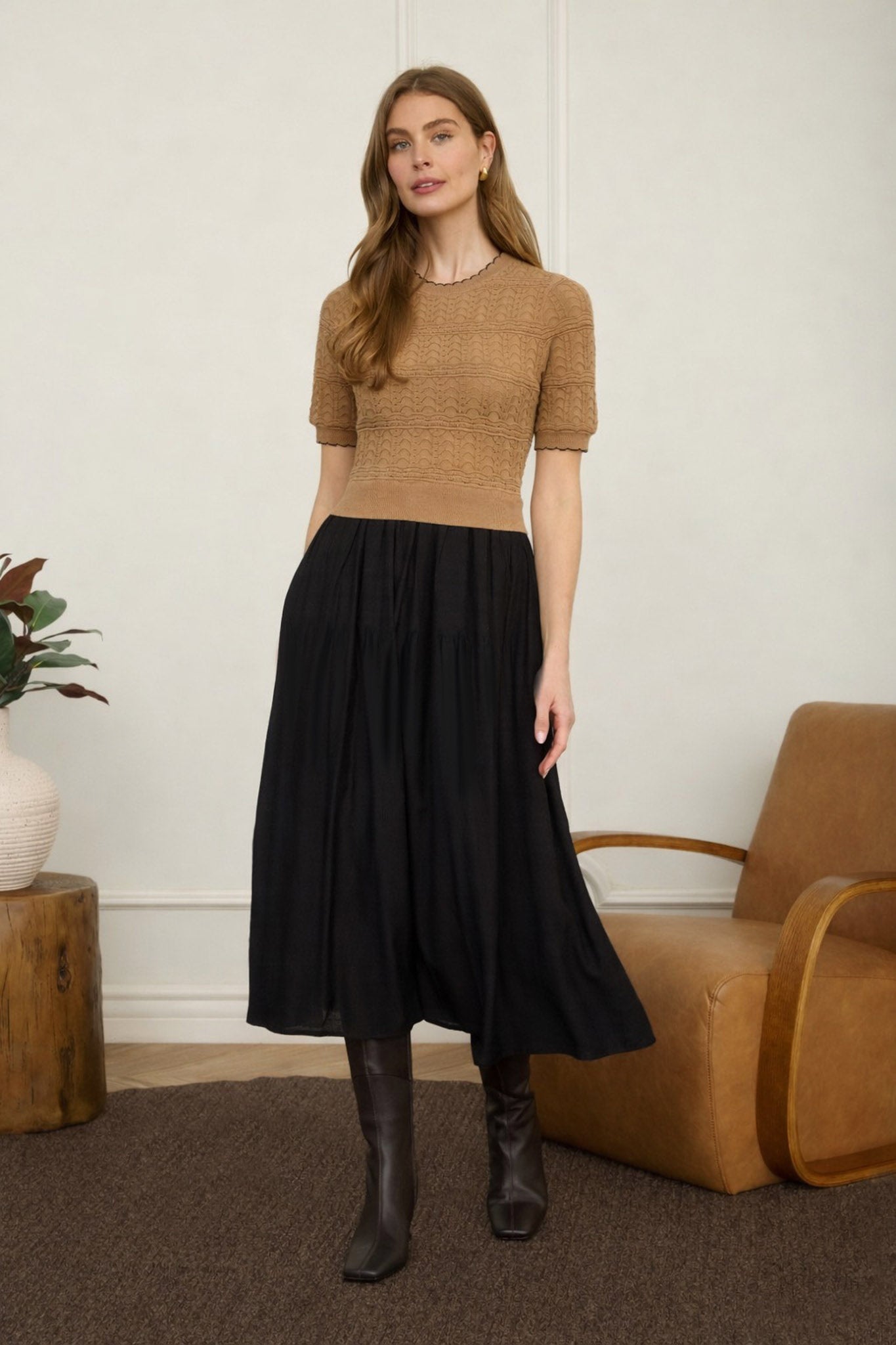 Zoe & Claire Knit Twofer Dress