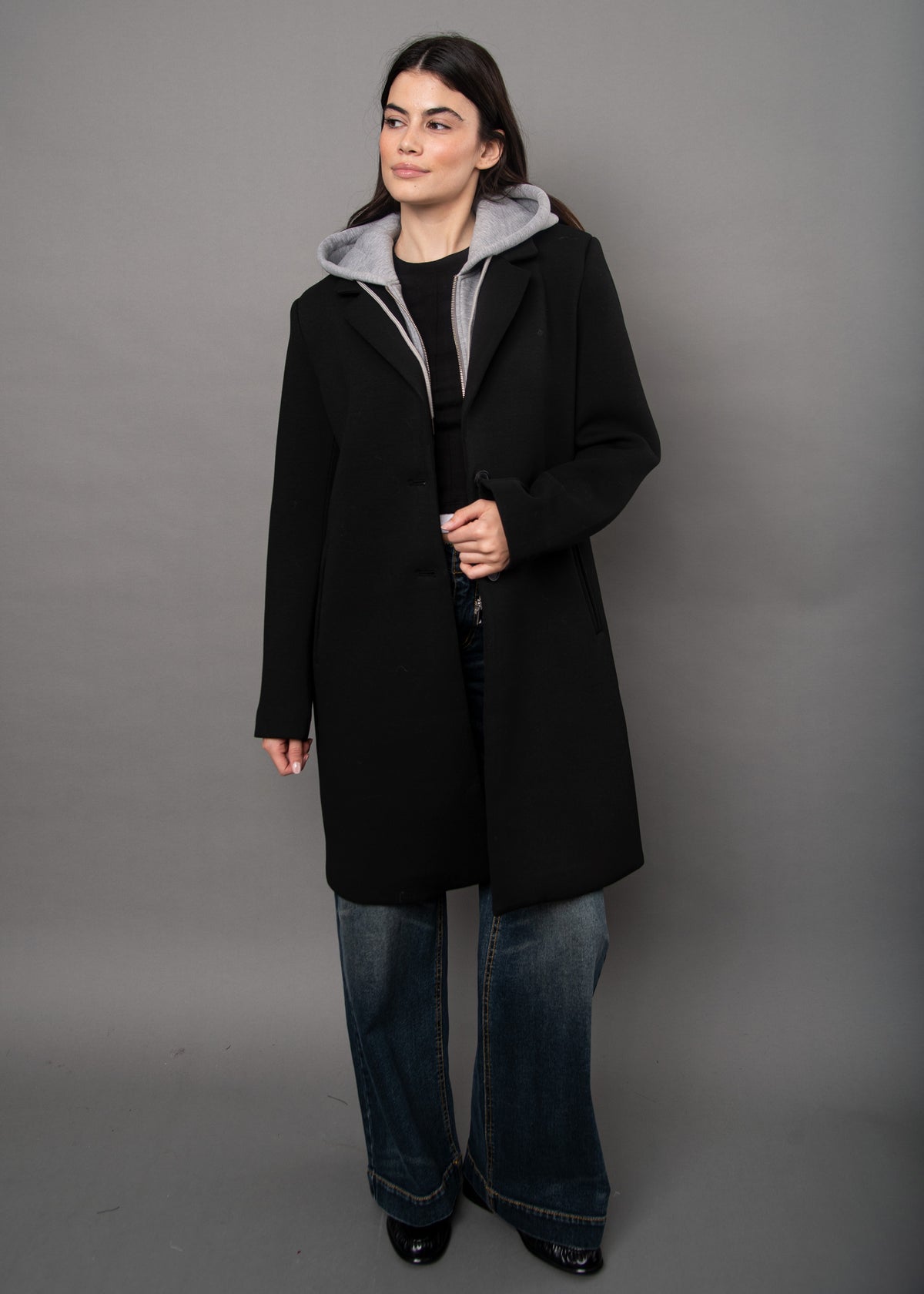 RD Style Despina Scuba Coat with Hood