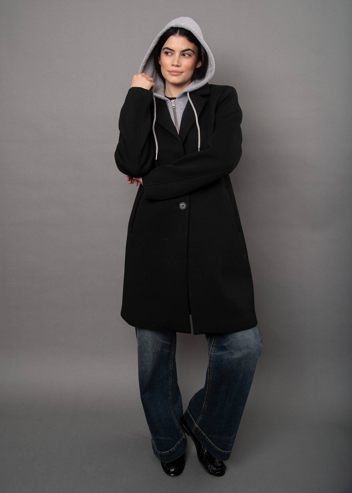RD Style Despina Scuba Coat with Hood