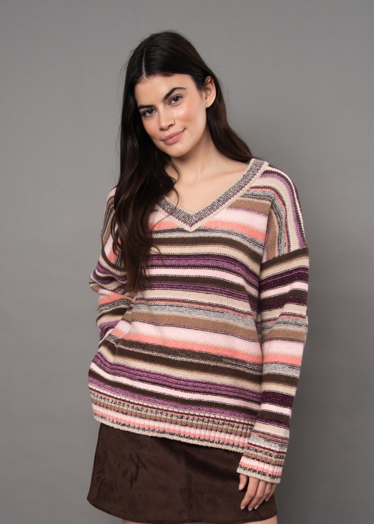RD Style Reaghan V-Neck Striped Sweater