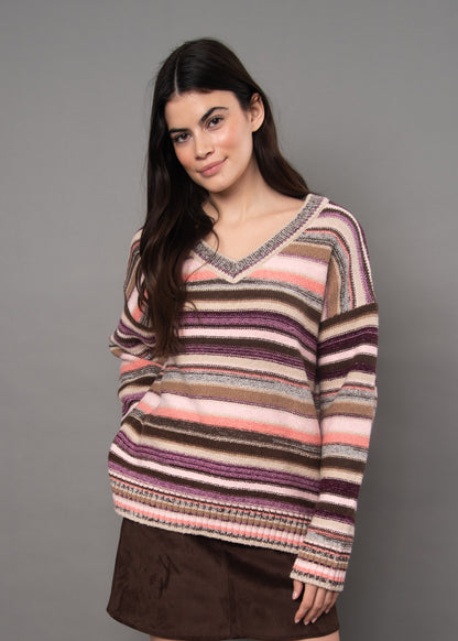 RD Style Reaghan V-Neck Striped Sweater