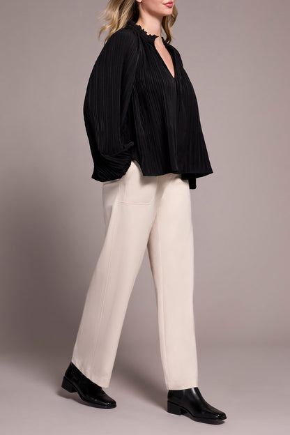 Tribal L/S Blouse W/ Ruffle Collar