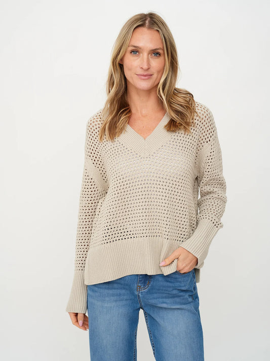 Six Fifty Cameron Crochet V- Neck Sweater