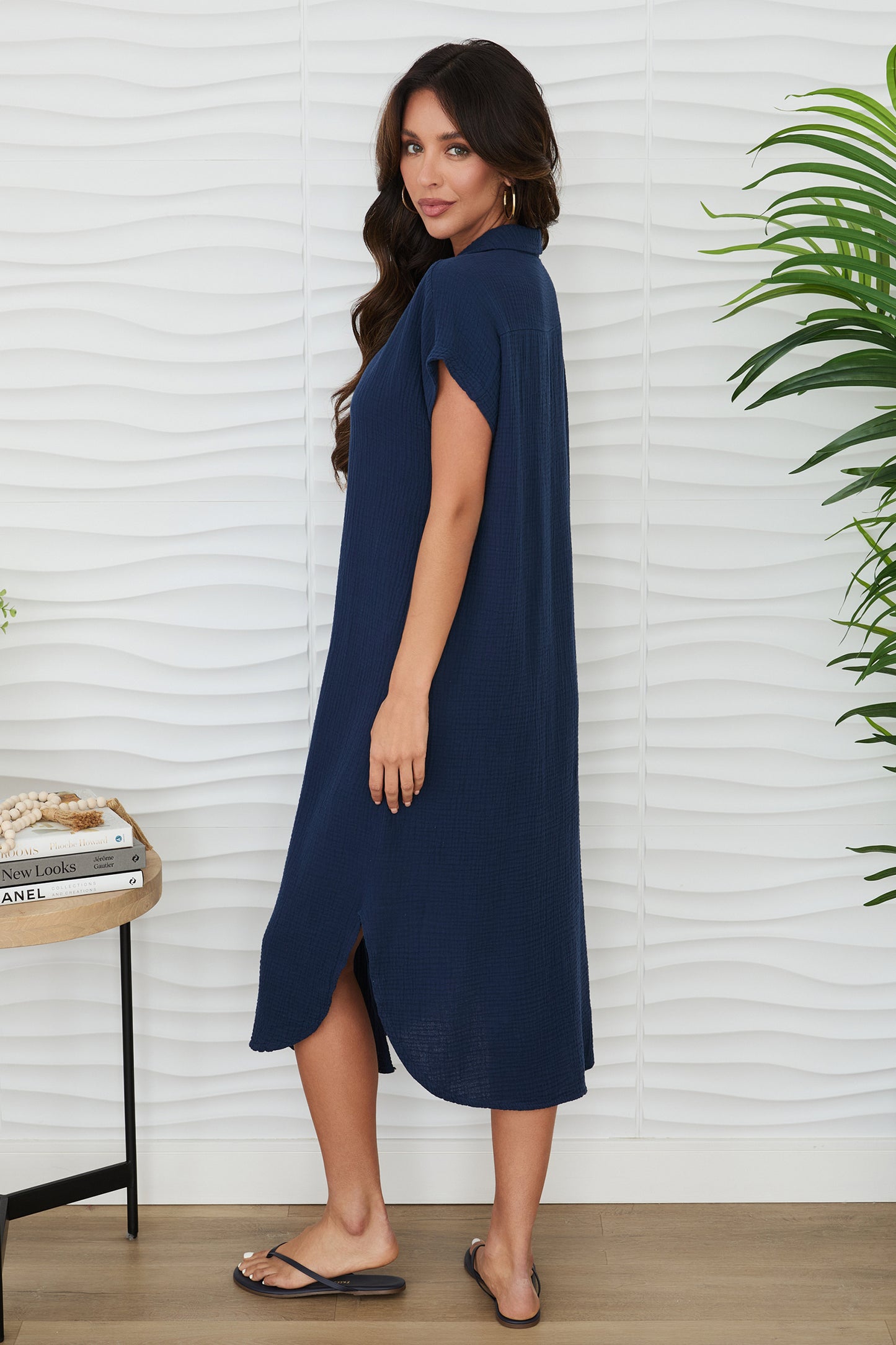 SS Gauze Button Down Dress