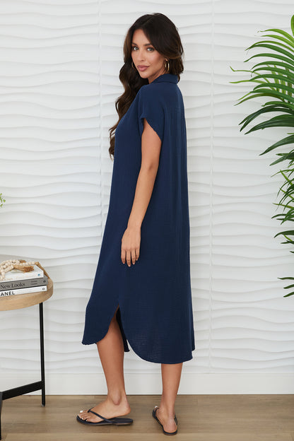 SS Gauze Button Down Dress